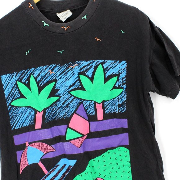 Vintage BJ Design Concepts T-Shirt Women's Black Short Sleeve Graphic One Size - Picture 2 of 10